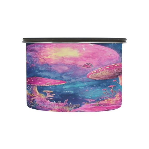 Wobogo Purple Mushroom Food Storage Jars 304 Food Grade Stainless Steel Canisters With Vacuum Airtight Lids for Coffee Snacks Nuts Cereal 500ML