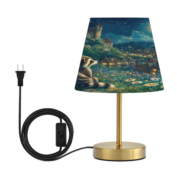 Wobogo Raccoon Journey Table Lamps Three-channel Adjustable Lighted Antique Brass Metal Base Simple Modern Style for Bedroom Nightstands Living Room and Office