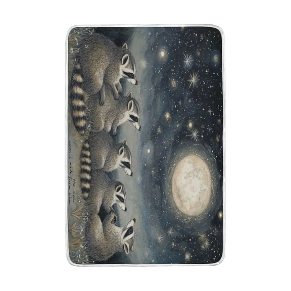 Wobogo Raccoon Watching The Moon Flannel Fleece Bed Blanket as Bedspread Coverlet Sofa Blankets (90x60in) Soft Lightweight Warm and Cozy