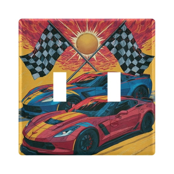 Wobogo Race Sports Cars Switch Plates PC Flame Retardant Plastic Material Glossy Finish Smooth Touch 4.56x4.48x0.27in