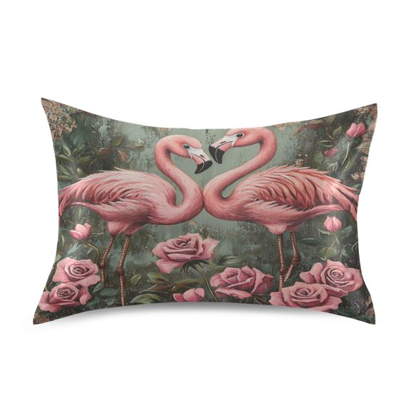 Wobogo Ragged Pink Flamingo Satin Pillowcase Soft Smooth Envelope Design Comfortable Bedding Essentials 20×26in
