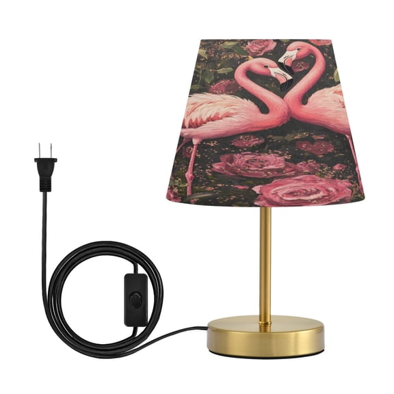 Wobogo Ragged Pink Flamingos Table Lamps Three-channel Adjustable Lighted Antique Brass Metal Base Simple Modern Style for Bedroom Nightstands Living Room and Office