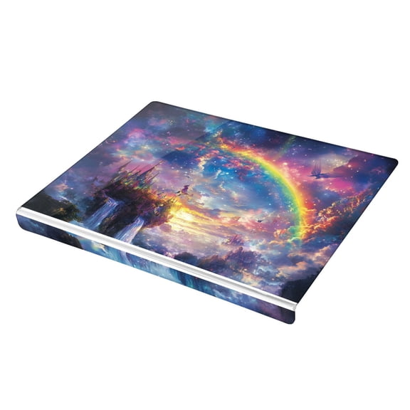 Wobogo Rainbow Fairyland Acrylic Cutting Board with Counter Lip 16.5"x13.4 Perfect for Bread Meat Veggies & More Great Kitchen Essential Gadgets & Decor