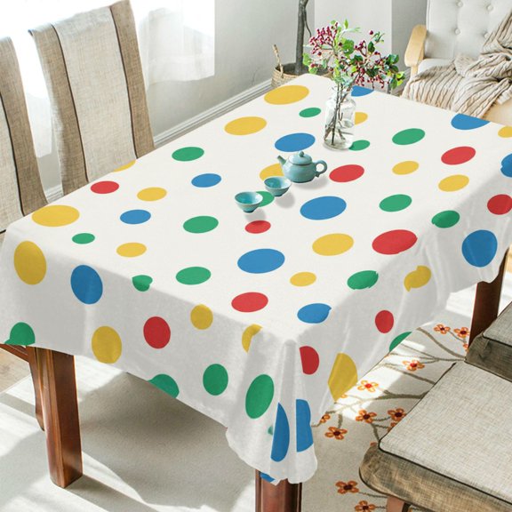 Wobogo Rainbow Spots Square Tablecloth 54×54in Polyester Fabric Tablecloth Washable Dust Resistant Wrinkle Resistant