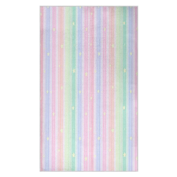 Wobogo Rainbow Stripes Waffle Weave Kitchen Towels 1 Pack Absorbent Microfiber Dish Towels Quick Dry Cleaning Cloth