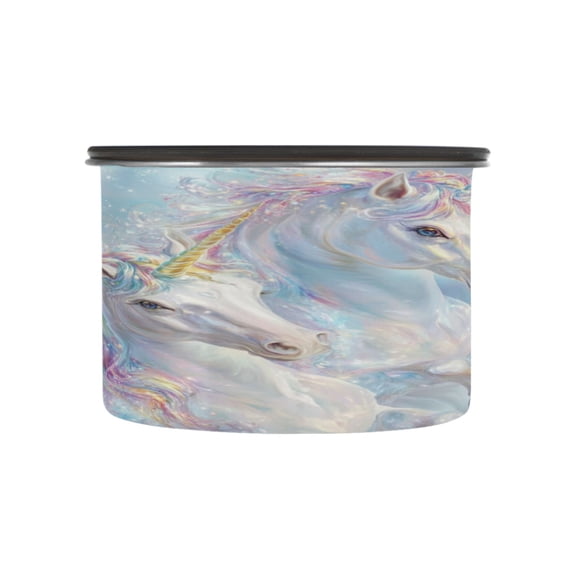 Wobogo Rainbow Unicorns Food Storage Jars 304 Food Grade Stainless Steel Canisters With Vacuum Airtight Lids for Coffee Snacks Nuts Cereal 500ML