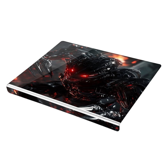 Wobogo Red Eyes Robot Acrylic Cutting Board with Counter Lip 16.5"x13.4 Perfect for Bread Meat Veggies & More Great Kitchen Essential Gadgets & Decor