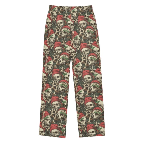 Wobogo Red Hat Skull Long Pajama Pants Bottoms Soft Sleepwear with Pockets