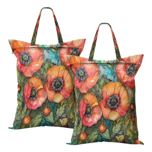 Wobogo Red Poppies Travel Laundry Bag Dirty Clothes Organizer Top Handle Strap Design Suitable for Beach Camping Dormitory Bathrooms