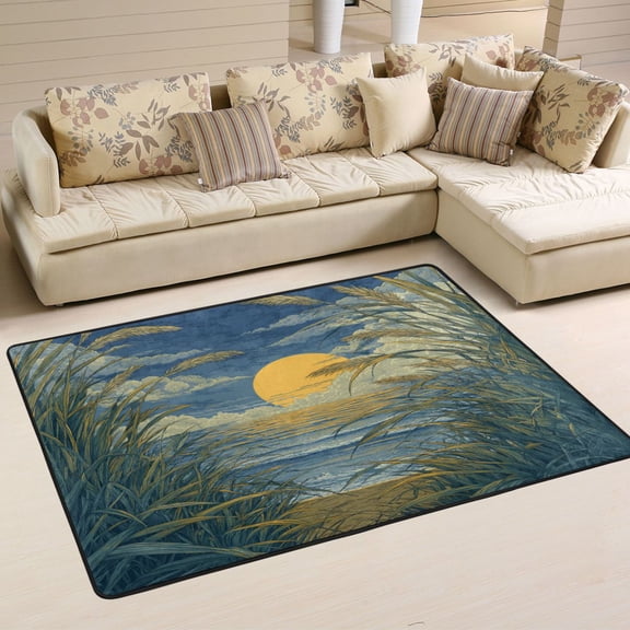 Wobogo Reed Marsh Sunrise Carpet Non-Slip Rugs Soft Doormat 72×48in Living Dining Room Bedroom Decorative