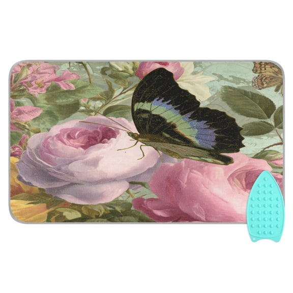 Wobogo Retro Butterfly Ironing Mat Blanket Quilted Washer Dryer Heat Resistant Pad Foldable for Easy Storage