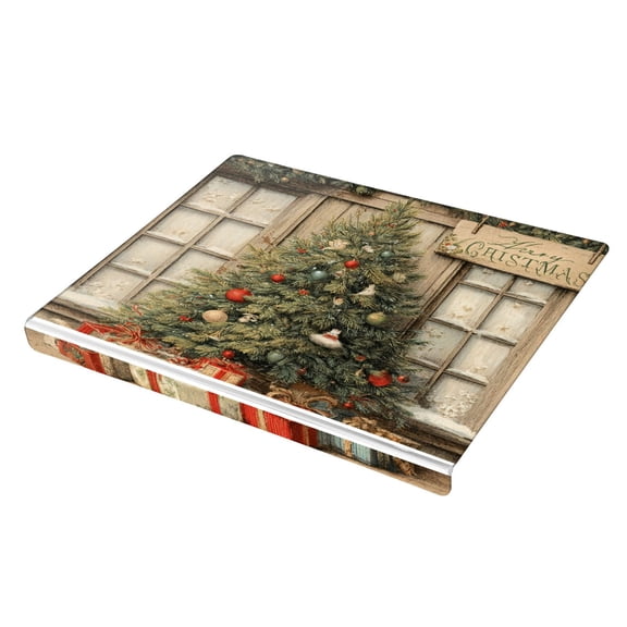 Wobogo Retro Christmas Tree Acrylic Cutting Board with Counter Lip 16.5"x13.4 Perfect for Bread Meat Veggies & More Great Kitchen Essential Gadgets & Decor