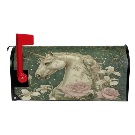Wobogo Retro Unicorn Mailbox Cover Magnetic for Garden Yard Home Decor Standard Size 25.4×20.78in