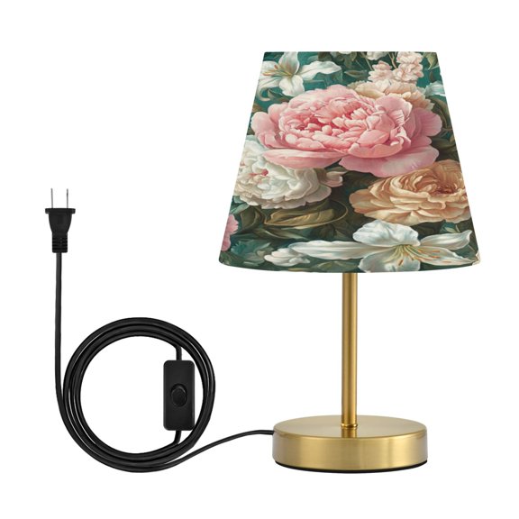 Wobogo Rococo Floral Table Lamps Three-channel Adjustable Lighted Antique Brass Metal Base Simple Modern Style for Bedroom Nightstands Living Room and Office