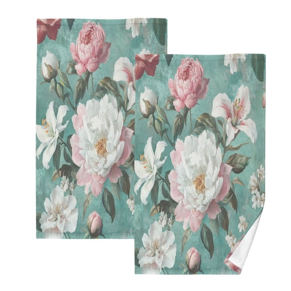 Wobogo Rococo Florals 100% Cotton Towel 2 Pieces Set Super Soft and Highly Absorbent Suitable for Bathroom Gym Travel Camping Pool