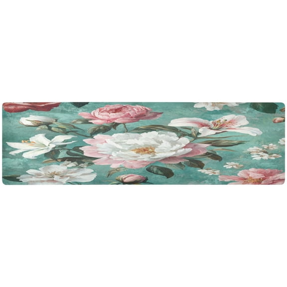 Wobogo Rococo Florals Long Dining Table Decor Trivet Heat Resistant Silicone Mat for Coffee Maker Air Fryer Non Slip Desk Pad