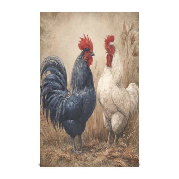 Wobogo Rooster Kitchen Towel 1 Piece Large Cotton Dishcloth Premium Absorbency Set with Hanging Loop