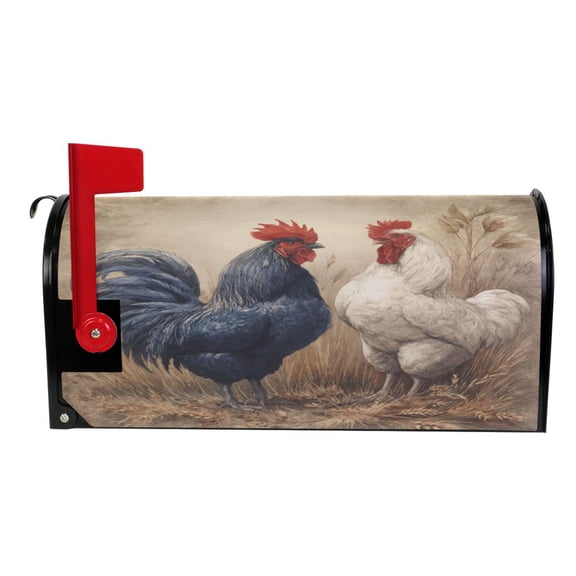 Wobogo Rooster Mailbox Cover Magnetic for Garden Yard Home Decor Standard Size 25.4×20.78in