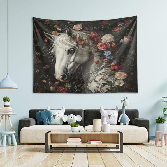 Wobogo Rose Of Horse Tapestry 60×51in Home Living Room Bedroom Wall Hanging Ornaments