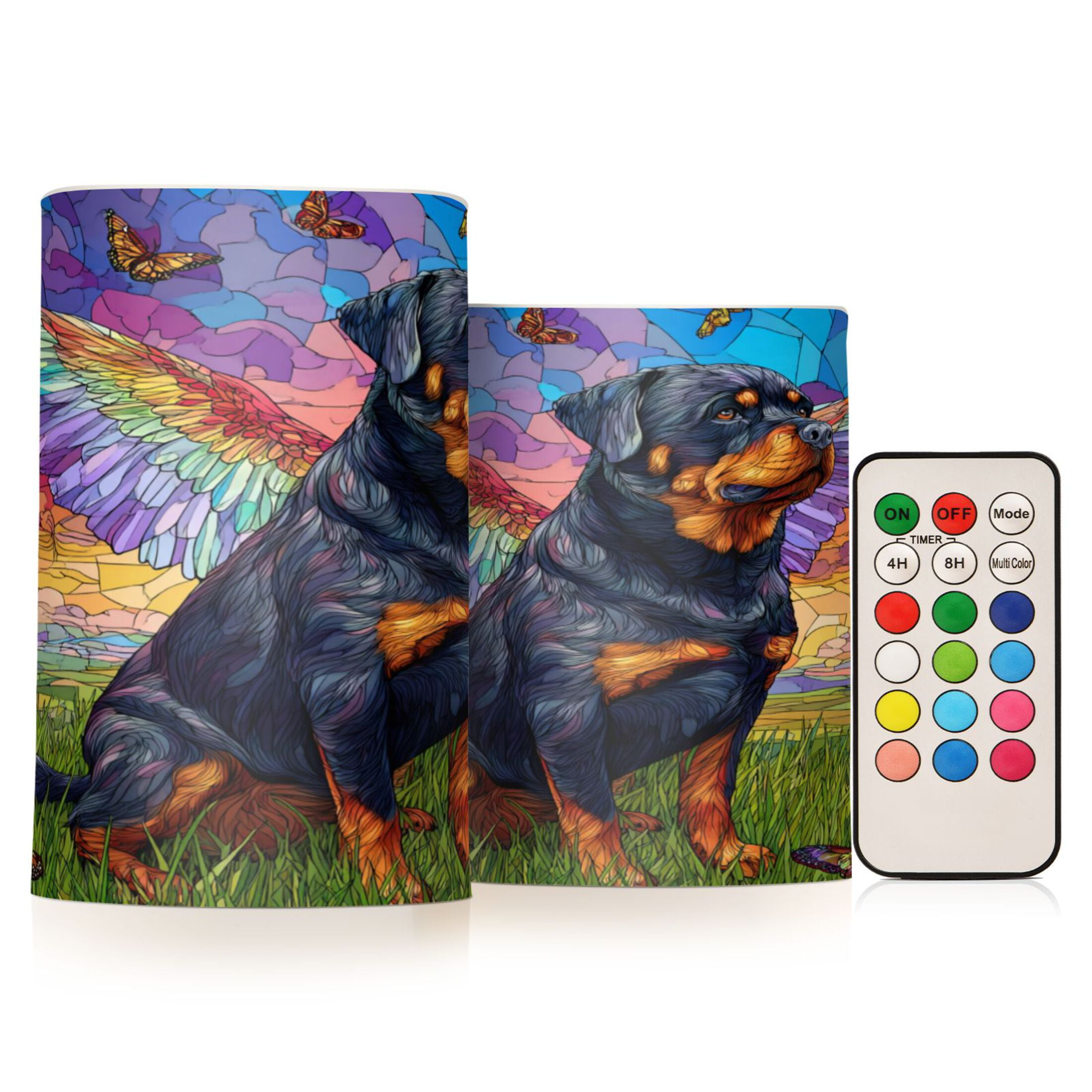 Wobogo Rottweiler Dog Combo Flameless Flickering Candle Light with Remote Control and Timer for Romantic Atmosphere