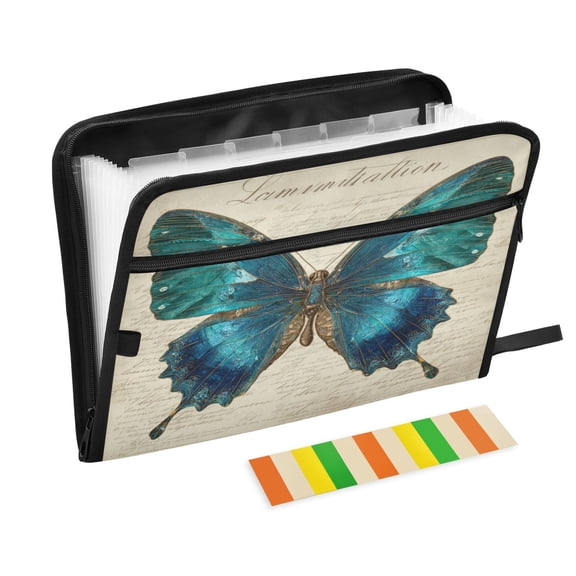 Wobogo Royal Blue Butterfly Expanding File Folder Letter Size Accordion Filing Organizer 13 Pocket Separate Organ Pocket