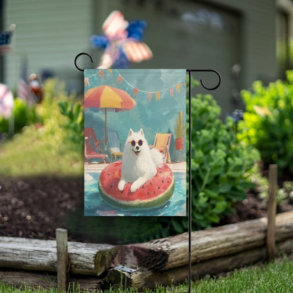 Wobogo Samoyed Dog Garden Flag 12×18 Inch Double Sided For Outdoor Yard Decoration