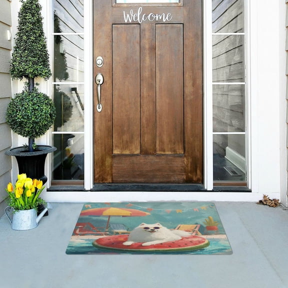 Wobogo Samoyed Dog Highly Absorbent Polyester Doormat Anti-slip Anti-fouling Indoor Outdoor Entrance Welcome Mat 3220in.