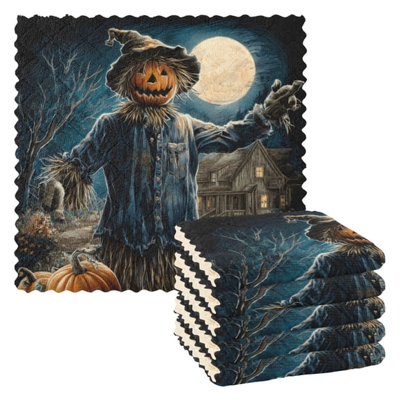 Wobogo Scary Scarecrow Kitchen Towels 6pcs Ultra Soft Highly Absorbent Quick Drying Dish Cloths 1111inch