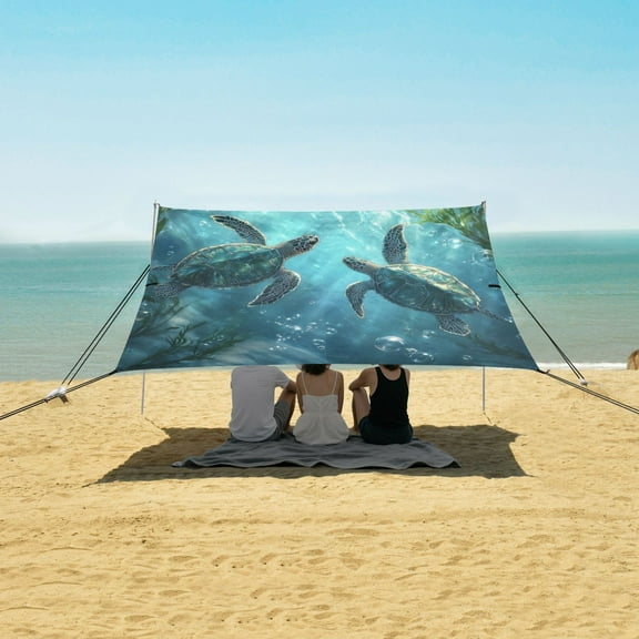 Wobogo Sea Turtle Beach Tent Camping Sun Shelter 110 x 125in UPF50+ Outdoor Shade for Trips Fishing Picnics