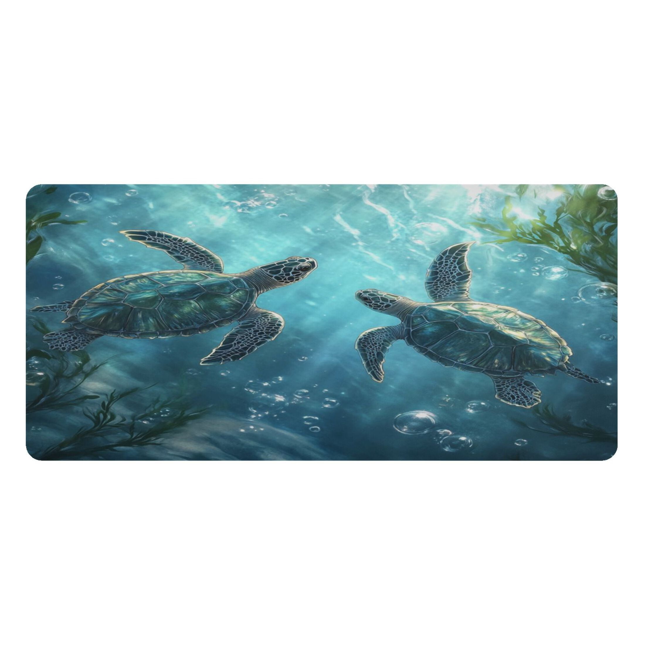 Wobogo Sea Turtle Gaming Mouse Pad Non-slip Leather Desk Mat Water Resist Keyboard Pad for Gamer Office 16.5×35.4in