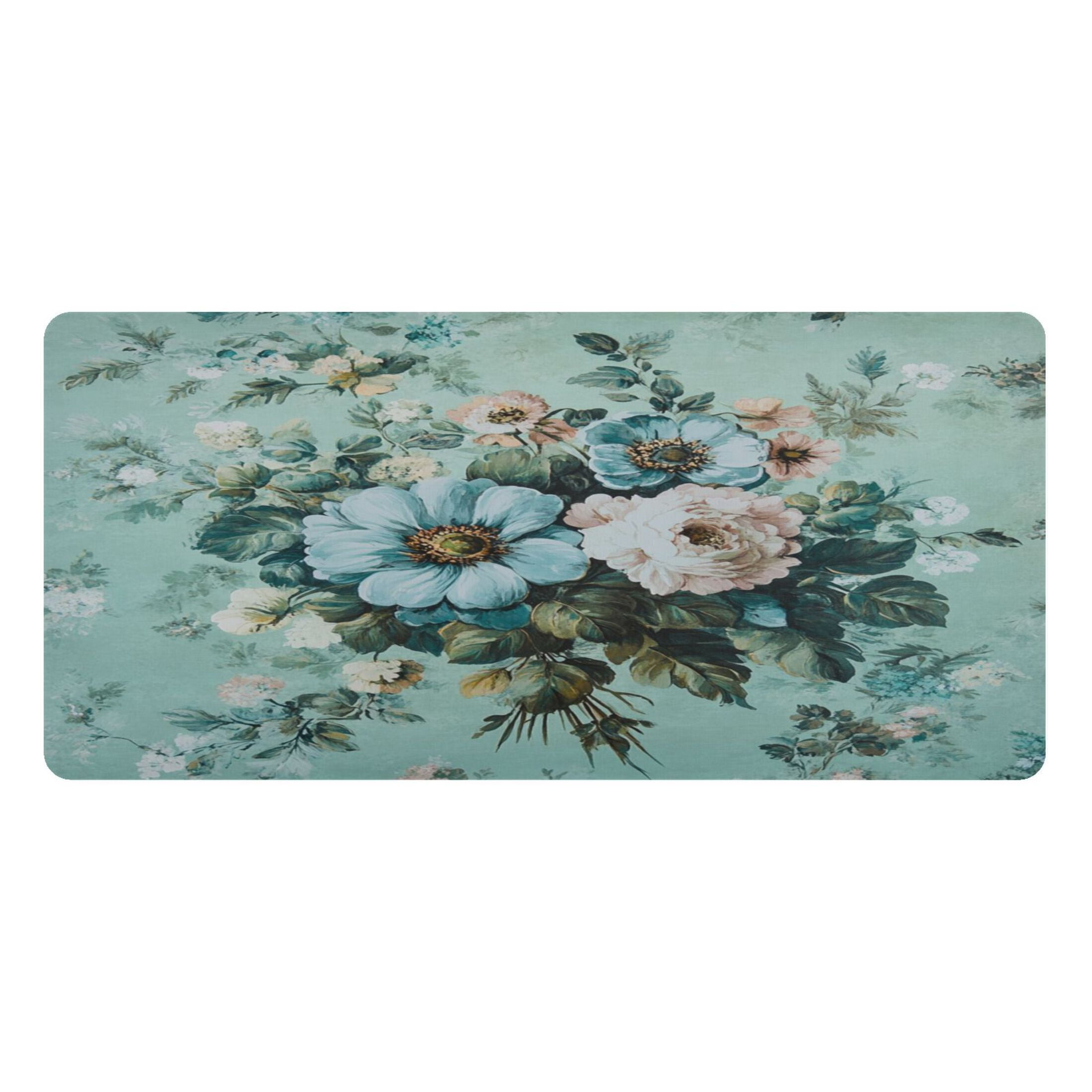 Wobogo Shabby Chic Bouquet Gaming Mouse Pad Non-slip Leather Desk Mat Water Resist Keyboard Pad for Gamer Office 16.5×35.4in