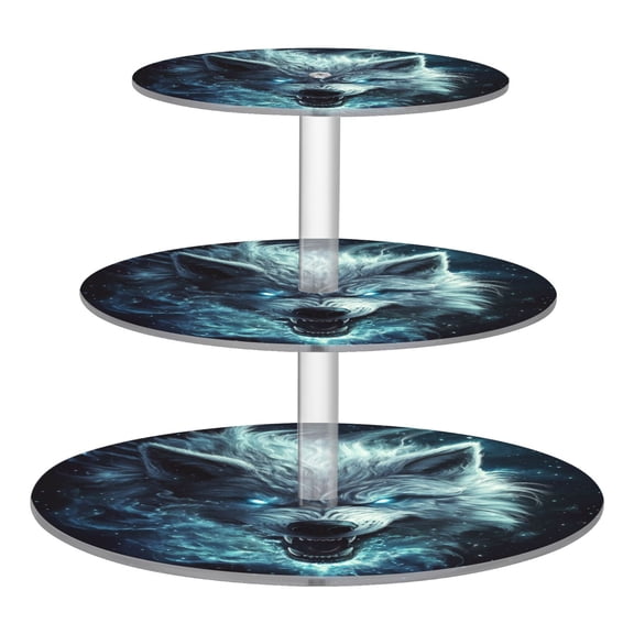 Wobogo Show Ferocity Wolf 3 Tier Acrylic Cake Stand with Clear Round Hold for Wedding Holiday Birthday Baby Shower Tea Party