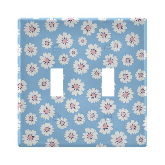 Wobogo Simple Blue Daisy Switch Plates PC Flame Retardant Plastic Material Glossy Finish Smooth Touch 4.56x4.48x0.27in