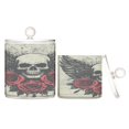 thumbnail image 1 of Wobogo Skull Wings Rose Grunge Style Clear Plastic Jar Large and Medium Combo Set Cotton Swabs Balls Dental Floss Sticks Cosmetic Storage Can, 1 of 6