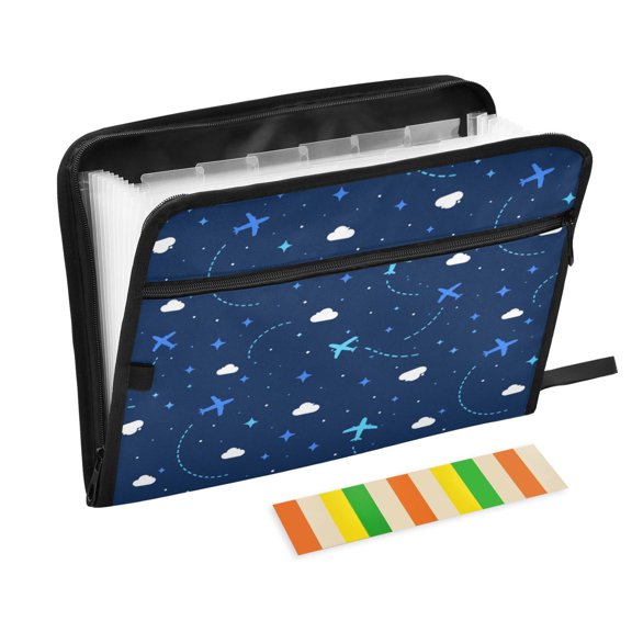 Wobogo Sky Airplanes Expanding File Folder Letter Size Accordion Filing Organizer 13 Pocket Separate Organ Pocket