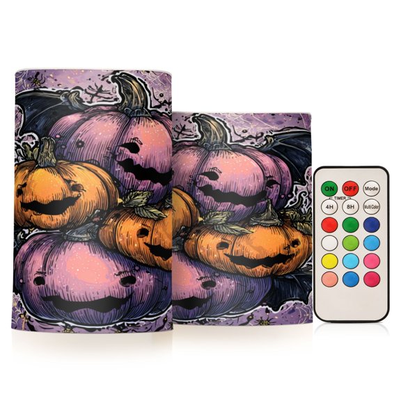 Wobogo Smile Pumpkin Combo Flameless Flickering Candle Light with Remote Control and Timer for Romantic Atmosphere