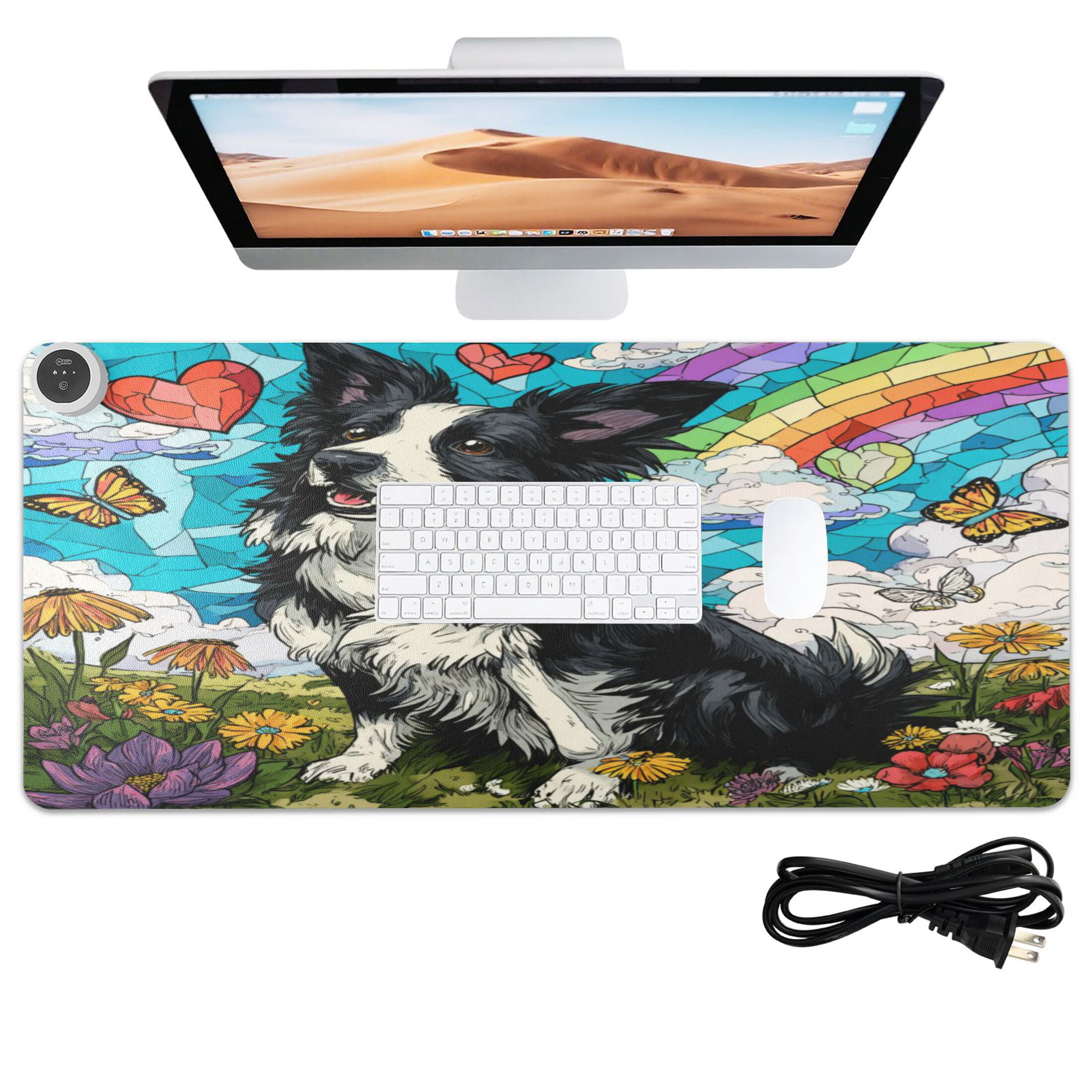 Wobogo Smiling Border Collie Heated Mouse Pad With 3 Heating Levels and ...
