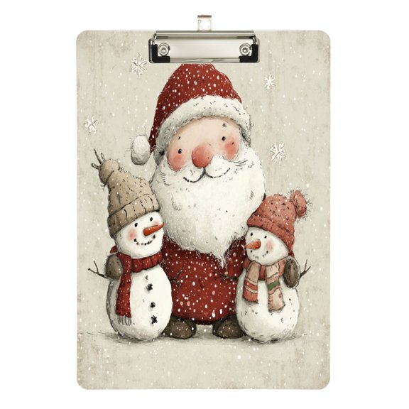 Wobogo Smiling Santa Claus Acrylic Writing Pad Silver Clip Stardard Size A4 Office Decorative for Students Workers 12.5×9in