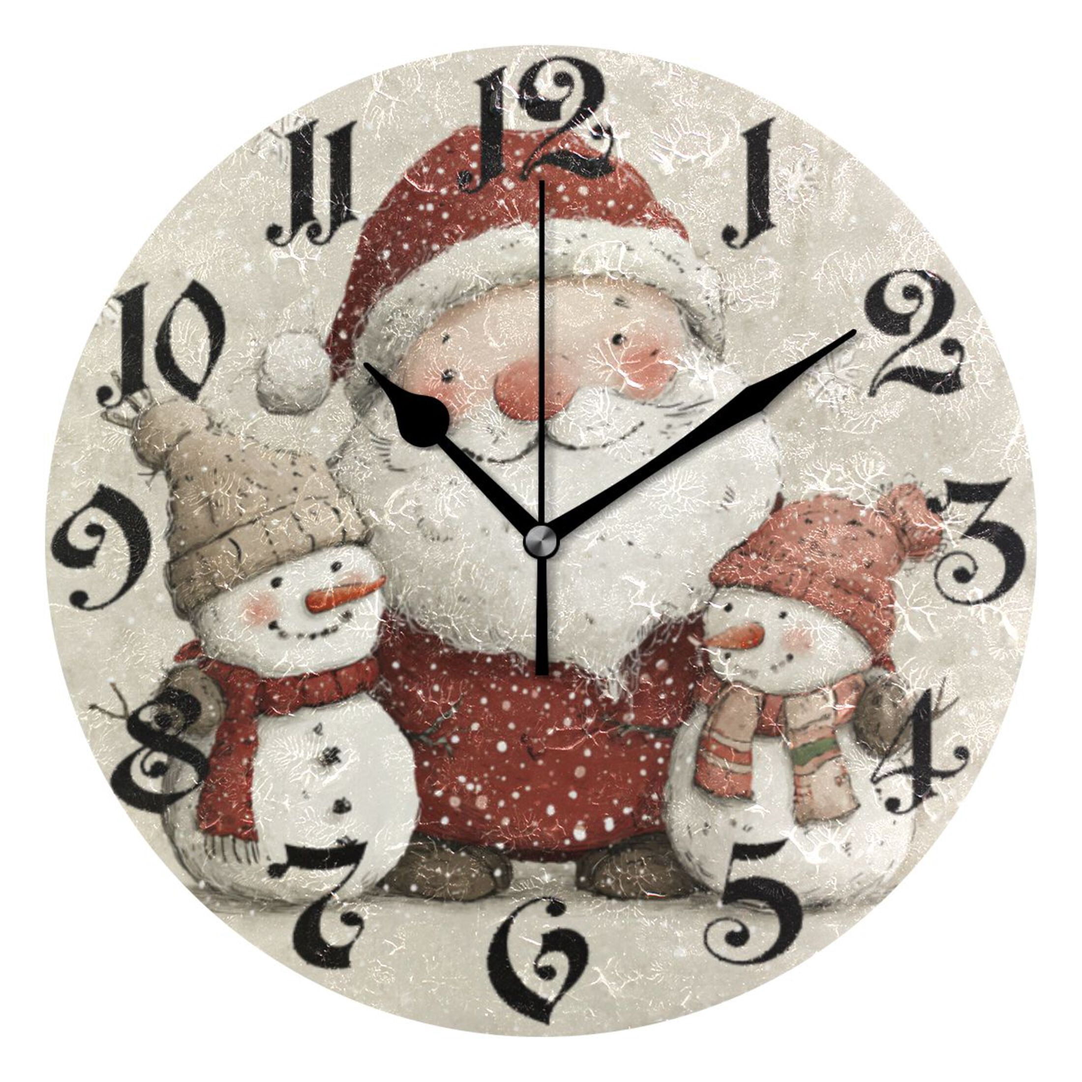 Wobogo Smiling Santa Claus Wall Clock 10in Silent Mechanism Battery ...