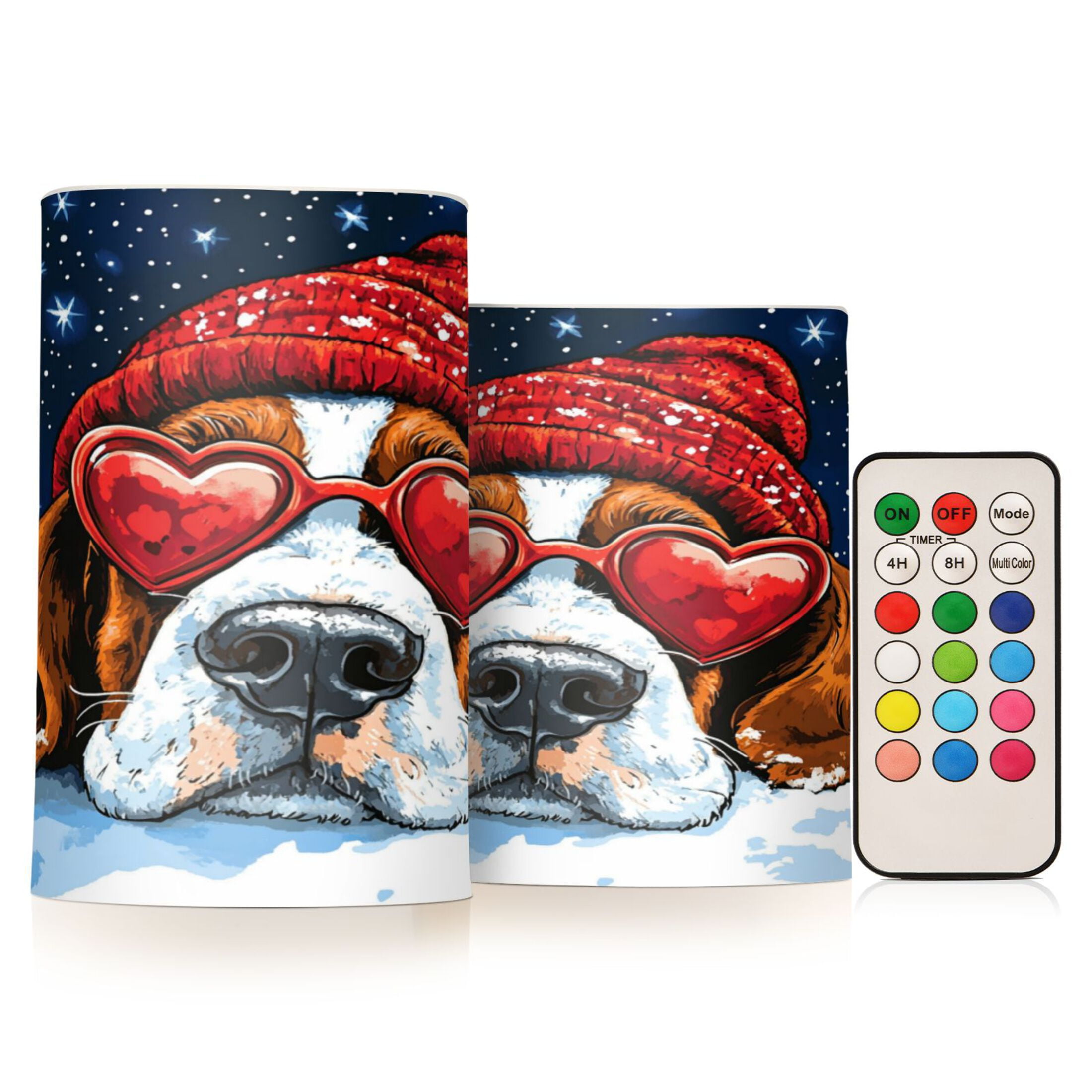 Wobogo Snow Basset Hound Combo Flameless Flickering Candle Light with Remote Control and Timer for Romantic Atmosphere