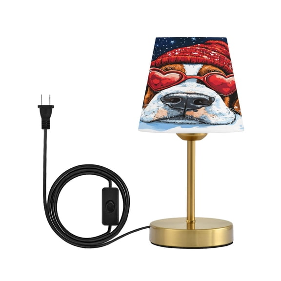 Wobogo Snow Basset Hound Table Lamps Three-channel Adjustable Lighted Antique Brass Metal Base Simple Modern Style for Bedroom Nightstands Living Room and Office