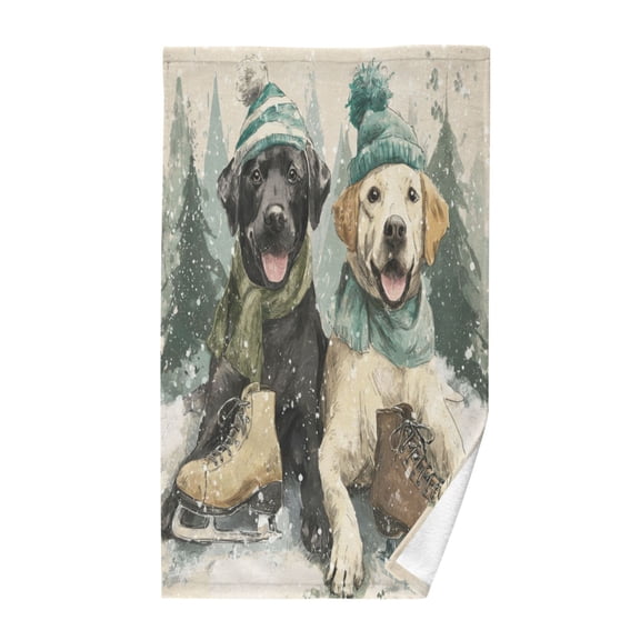 Wobogo Snow Labrador Face Towel Soft Breathable Cotton Towel Set for Bathroom Kitchen Hotel Spa Gift Decor