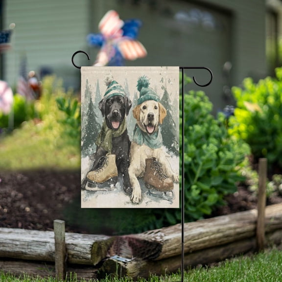 Wobogo Snow Labrador Garden Flag 28×40 Inch Double Sided For Outdoor Yard Decoration