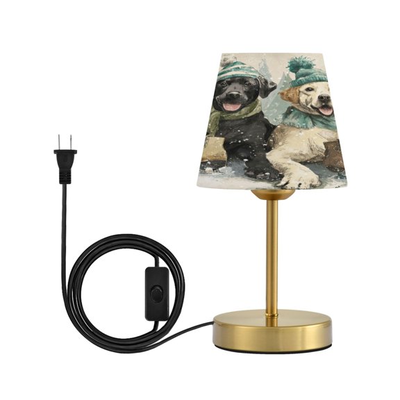 Wobogo Snow Labrador Table Lamps Three-channel Adjustable Lighted Antique Brass Metal Base Simple Modern Style for Bedroom Nightstands Living Room and Office