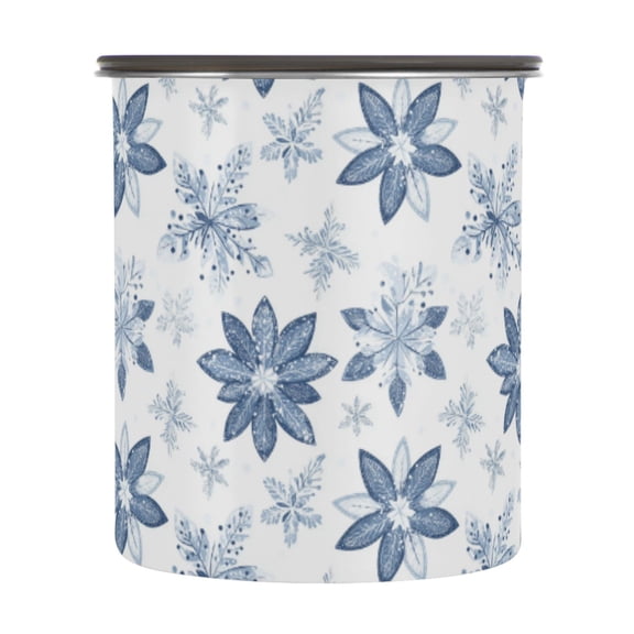 Wobogo Snowflake Flower Food Storage Jars 304 Food Grade Stainless Steel Canisters With Vacuum Airtight Lids for Coffee Snacks Nuts Cereal 900ML