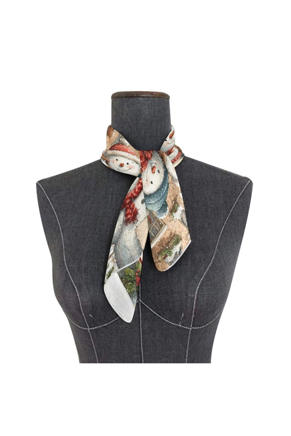 Wobogo Snowman Blessing Square Scarf 23.62 x 23.62 In Lightweight Polyester Silk-Feel Neck Scarf for Women Fashion Head Scarf Hair Wrap Bandana