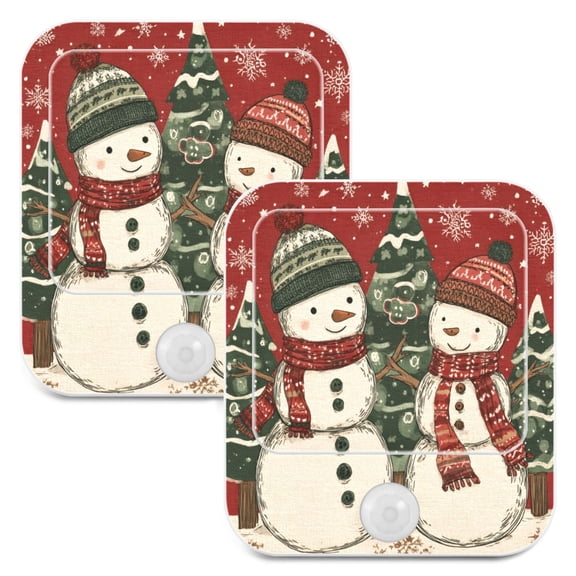 Wobogo Snowman Twins Night Light Lamp Set of 2 with Smart Sensor Dusk to Dawn Sensor 0.6W Plug-in