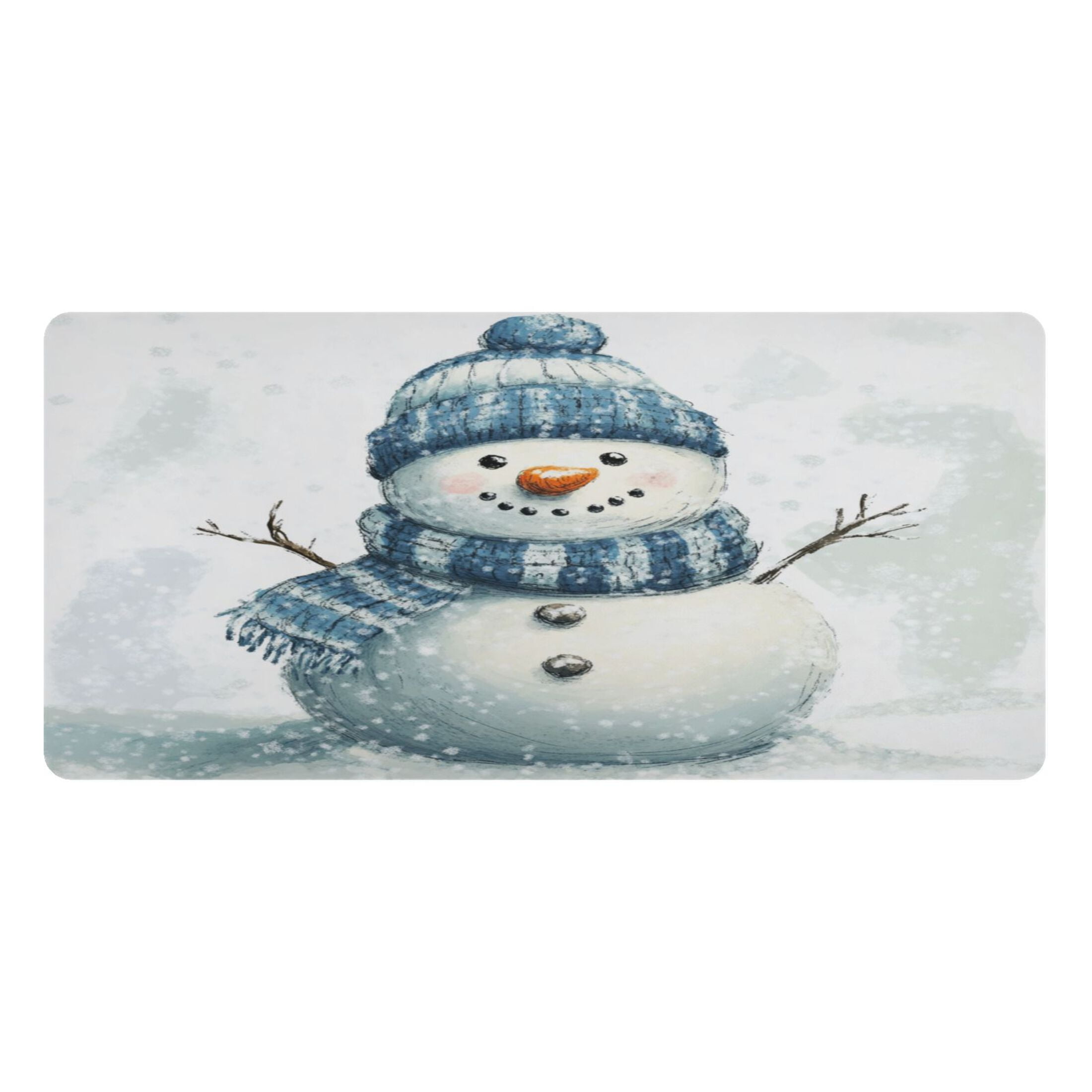 Wobogo Snowman Wearing A Blue and White Scarf Gaming Mouse Pad Non-slip Leather Desk Mat Water Resist Keyboard Pad for Gamer Office 16.5×35.4in