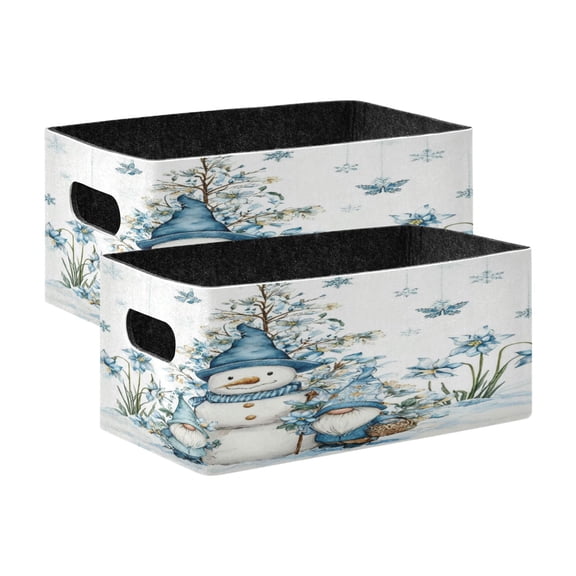 Wobogo Snowman and Dwarf Decorative Folding Storage Basket Set of 2 for Desktop Bedroom Living Room Dressing Table