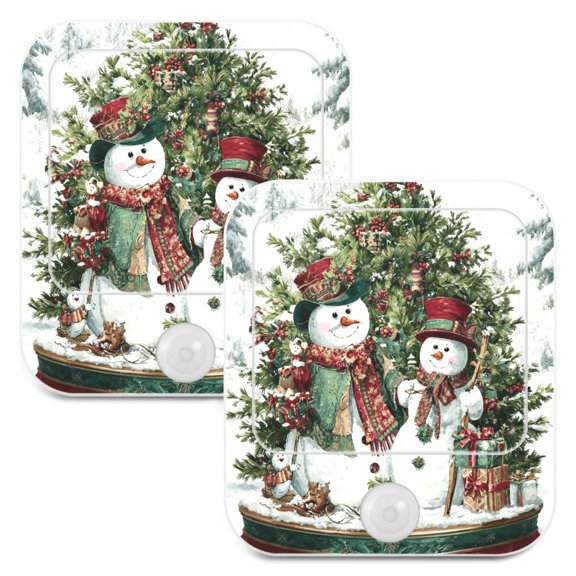 Wobogo Snowmen Night Light Lamp Set of 2 with Smart Sensor Dusk to Dawn Sensor 0.6W Plug-in